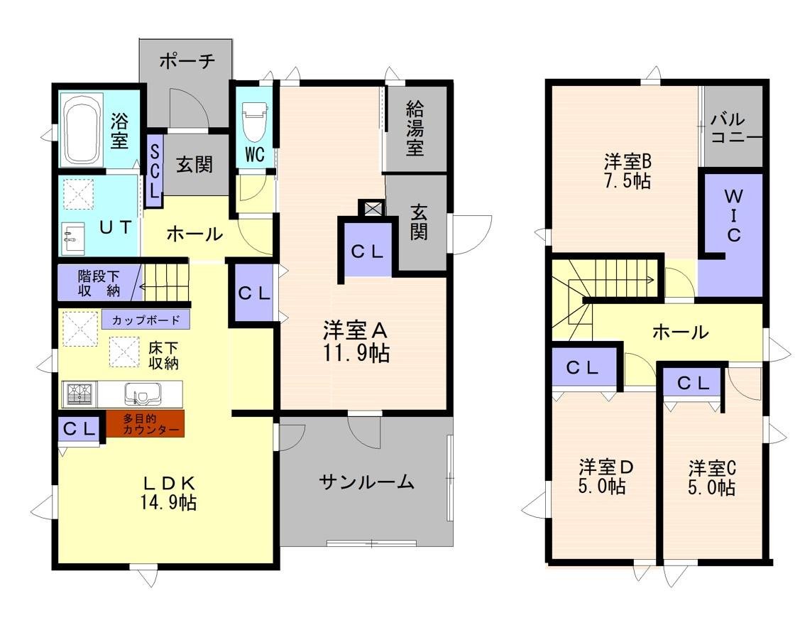 屯田3-4間取